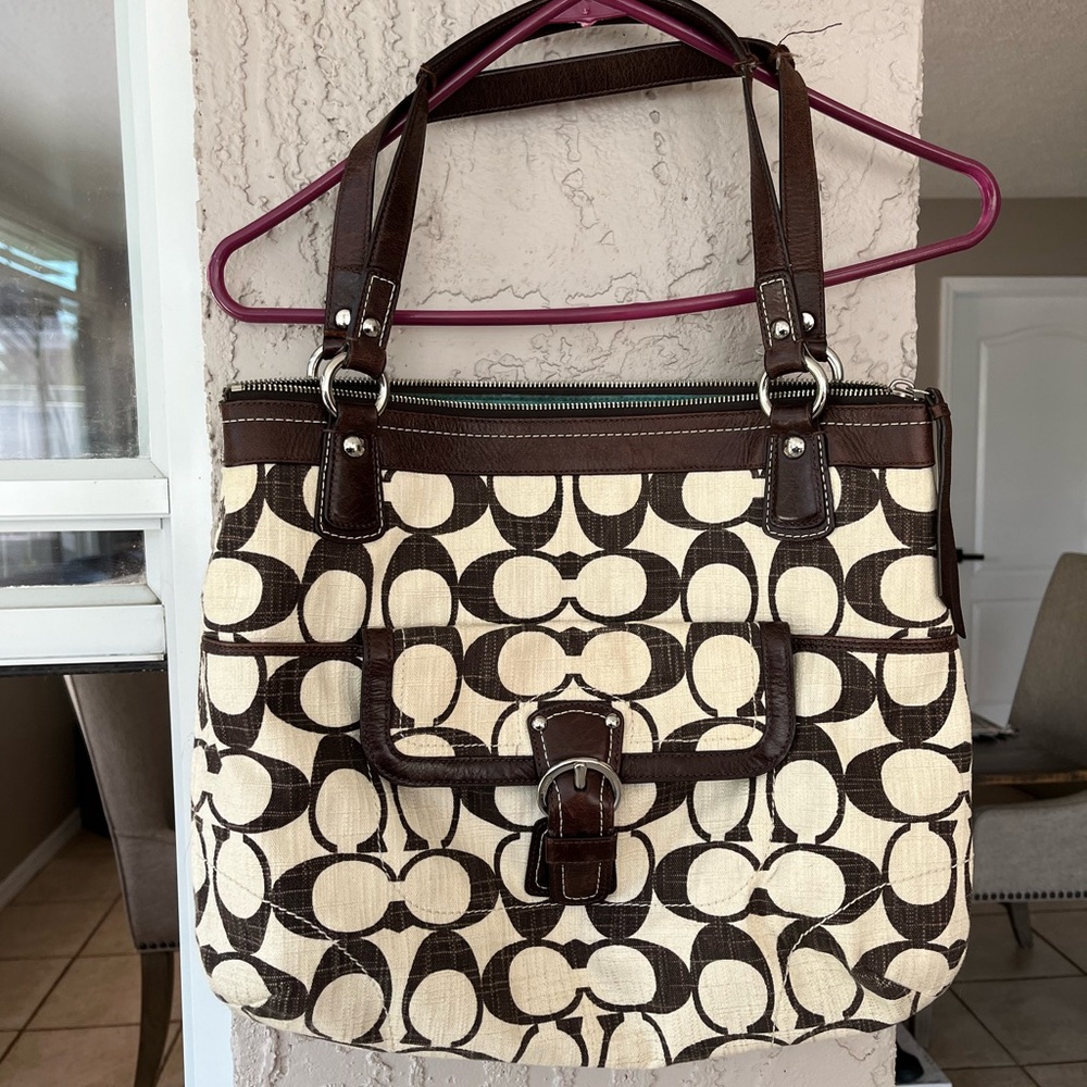 Coach Signature Brown and Cream Tote